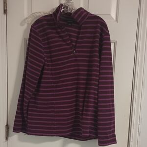 Lands' End Maroon and Plum Striped Quarter Zip Pullover
